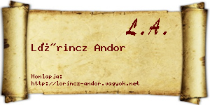 Lőrincz Andor névjegykártya
