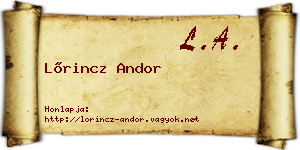 Lőrincz Andor névjegykártya